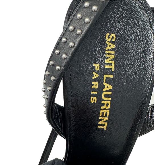 Saint Laurent KiKi 100 Micro Studded High Heel Ankle Wrap Sandals size 38.5 US8 - Picture 13 of 15